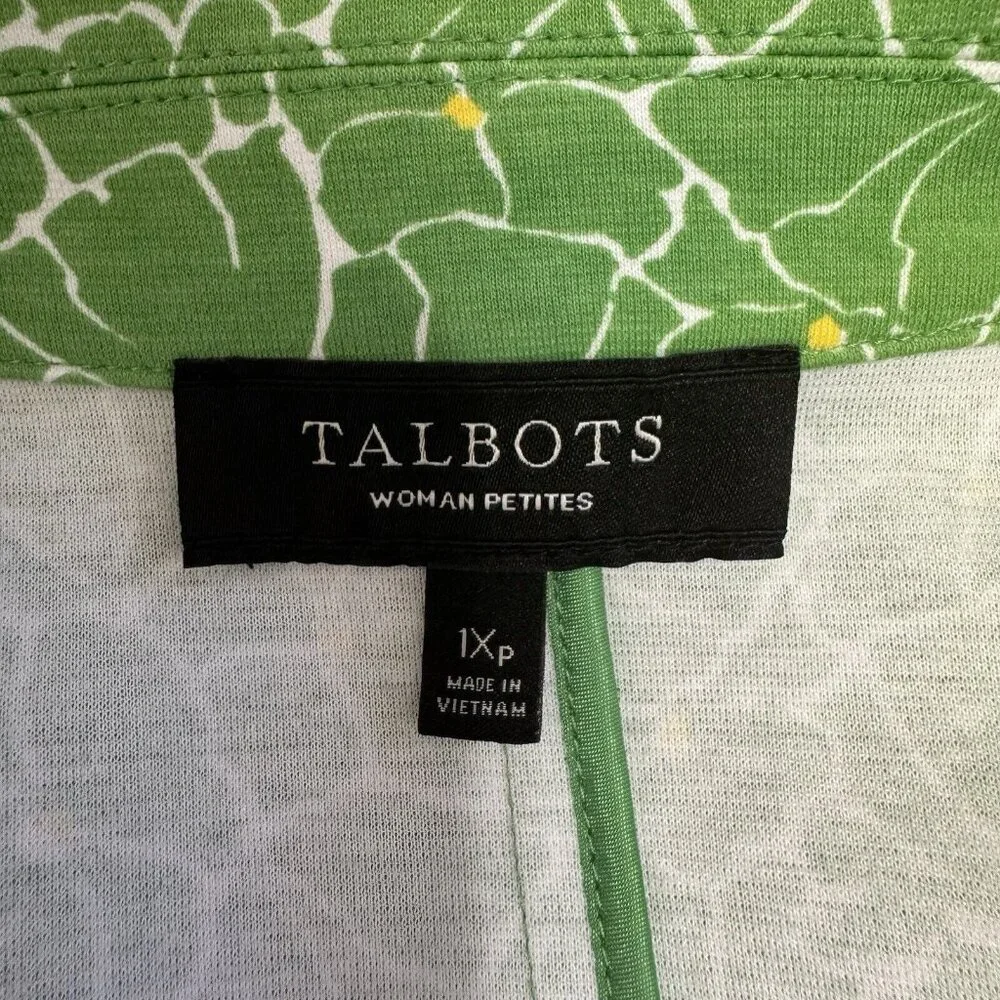 NWOT Talbots Blazer Jacket 1XP Petite Floral Green Yellow Cotton Stretch - Picture 7 of 10